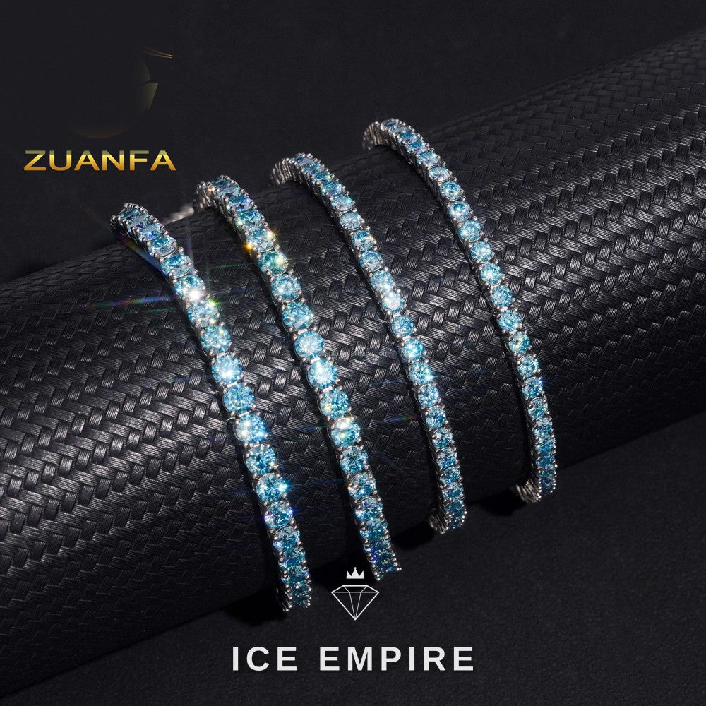 Iced Out Cluster 925 Silver Moissanite Cuban Chain