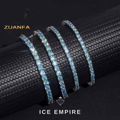 Iced Out Cluster 925 Silver Moissanite Cuban Chain