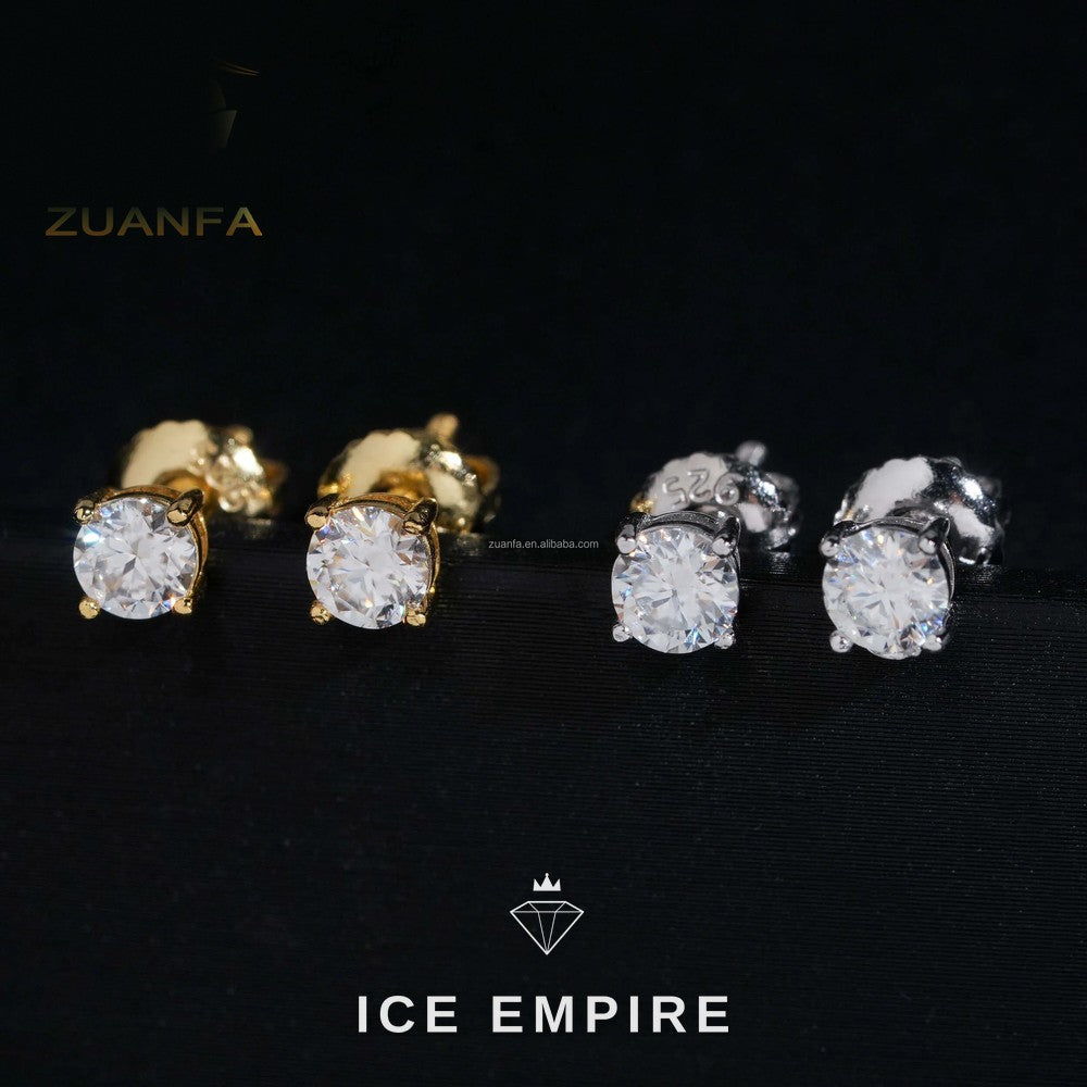 Iced Out Gold Plated Moissanite Stud Earrings