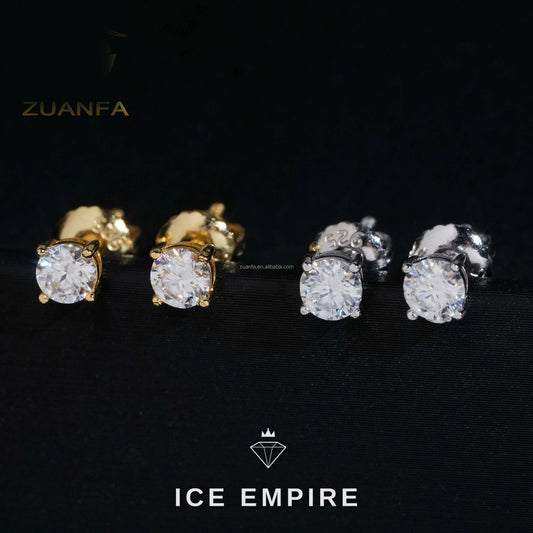 Iced Out Gold Plated Moissanite Stud Earrings