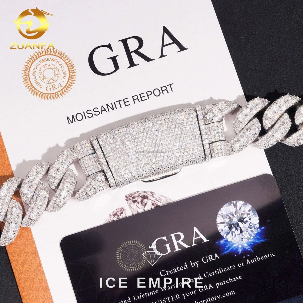 Iced Out 925 Silver Moissanite Cuban Chain