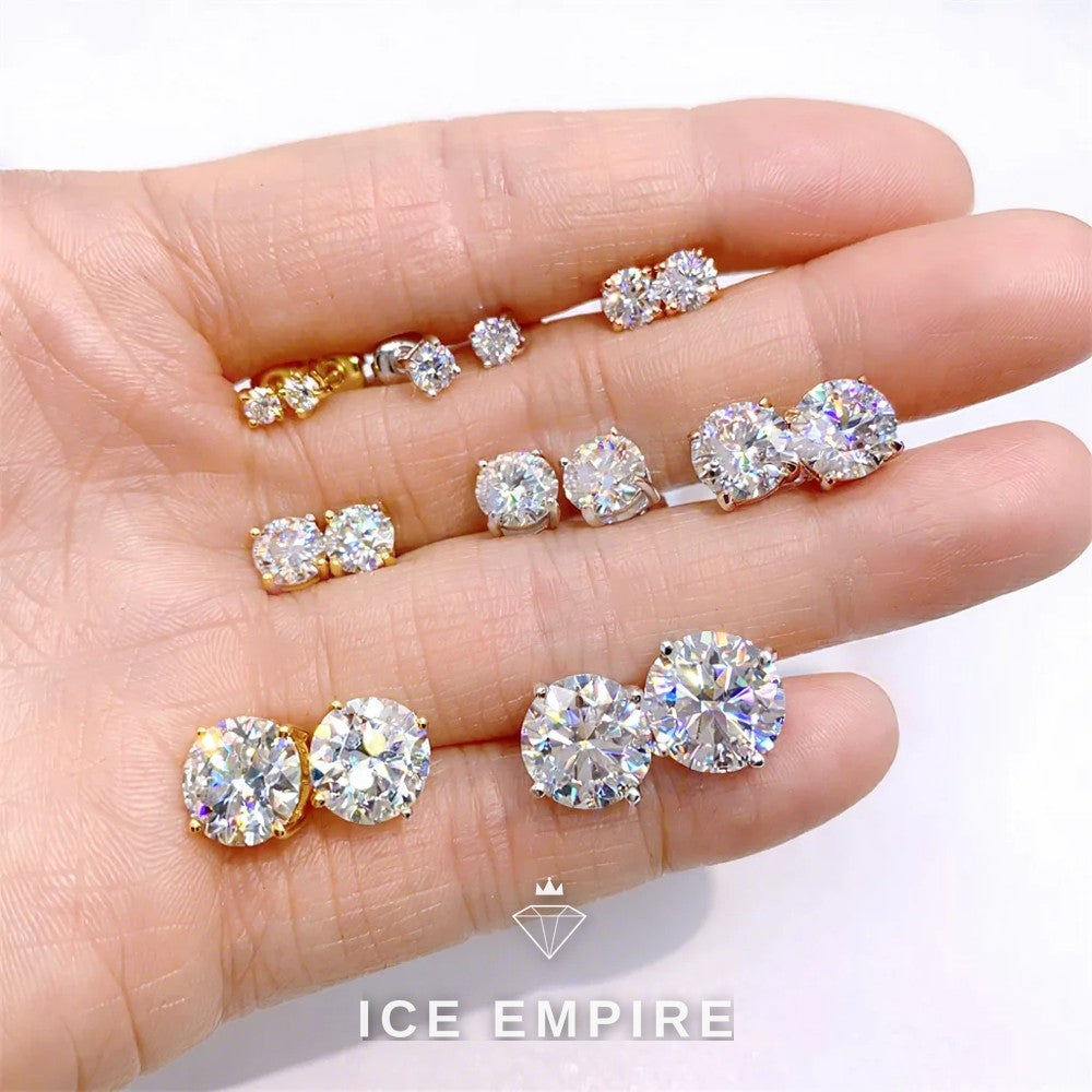 Iced Out Rose Gold Plated Moissanite Stud Earrings
