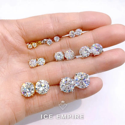Iced Out Rose Gold Plated Moissanite Stud Earrings