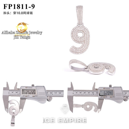 Iced Out Baguette 925 Silver Pendant