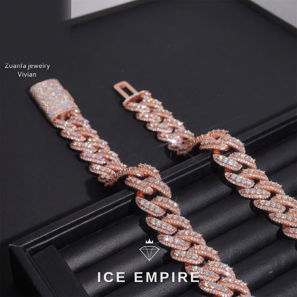 Iced Out Rose Gold Plated Moissanite Cuban Chain