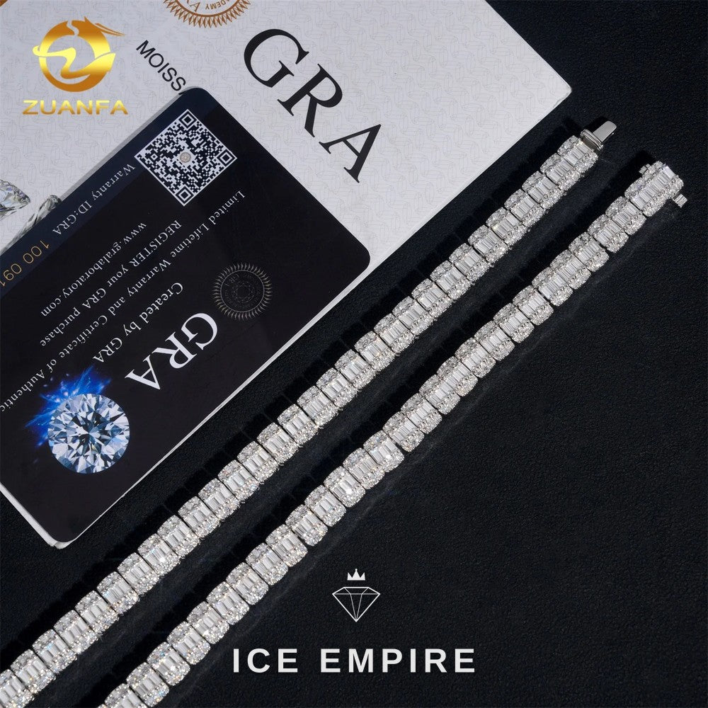 Iced Out Baguette Rose Gold Plated Moissanite Cuban Chain