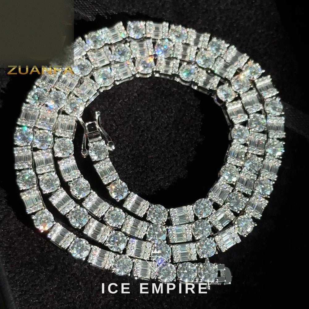 Iced Out 925 Silver Moissanite Tennis Chain