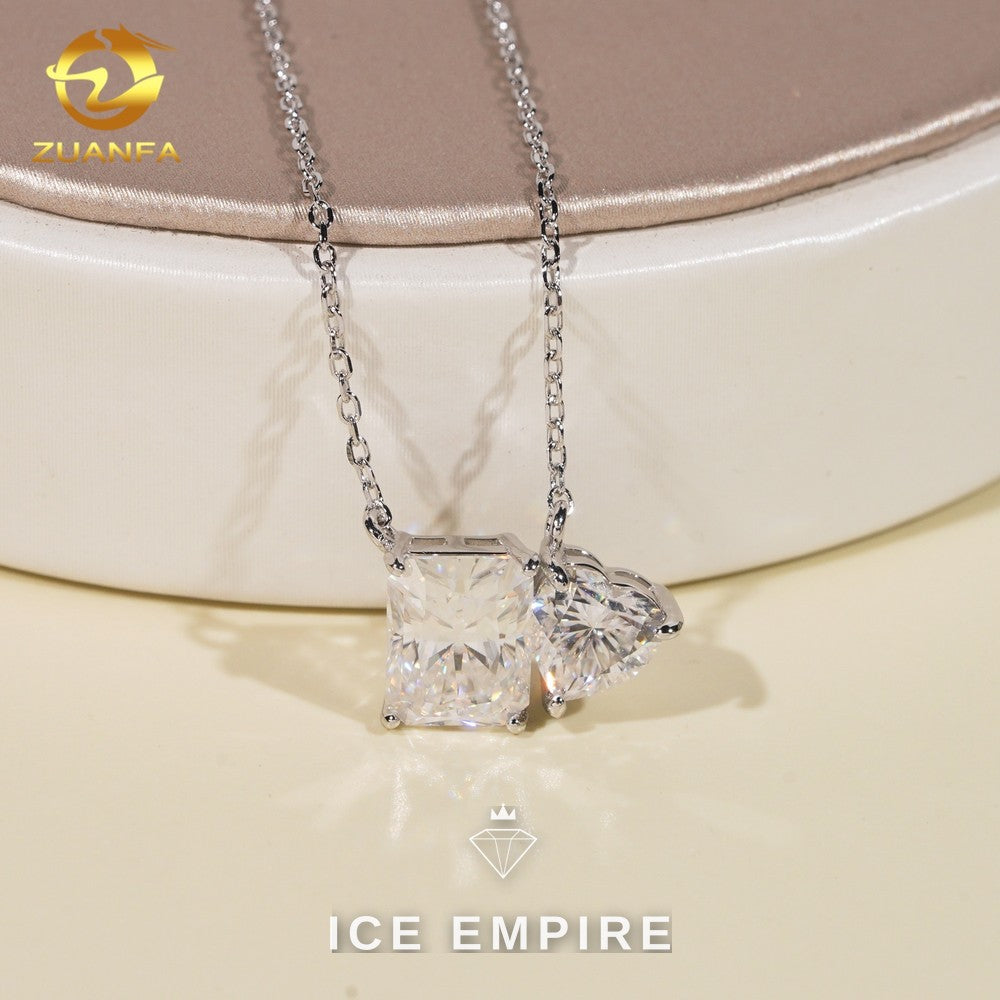 Iced Out Heart 925 Silver Moissanite Pendant