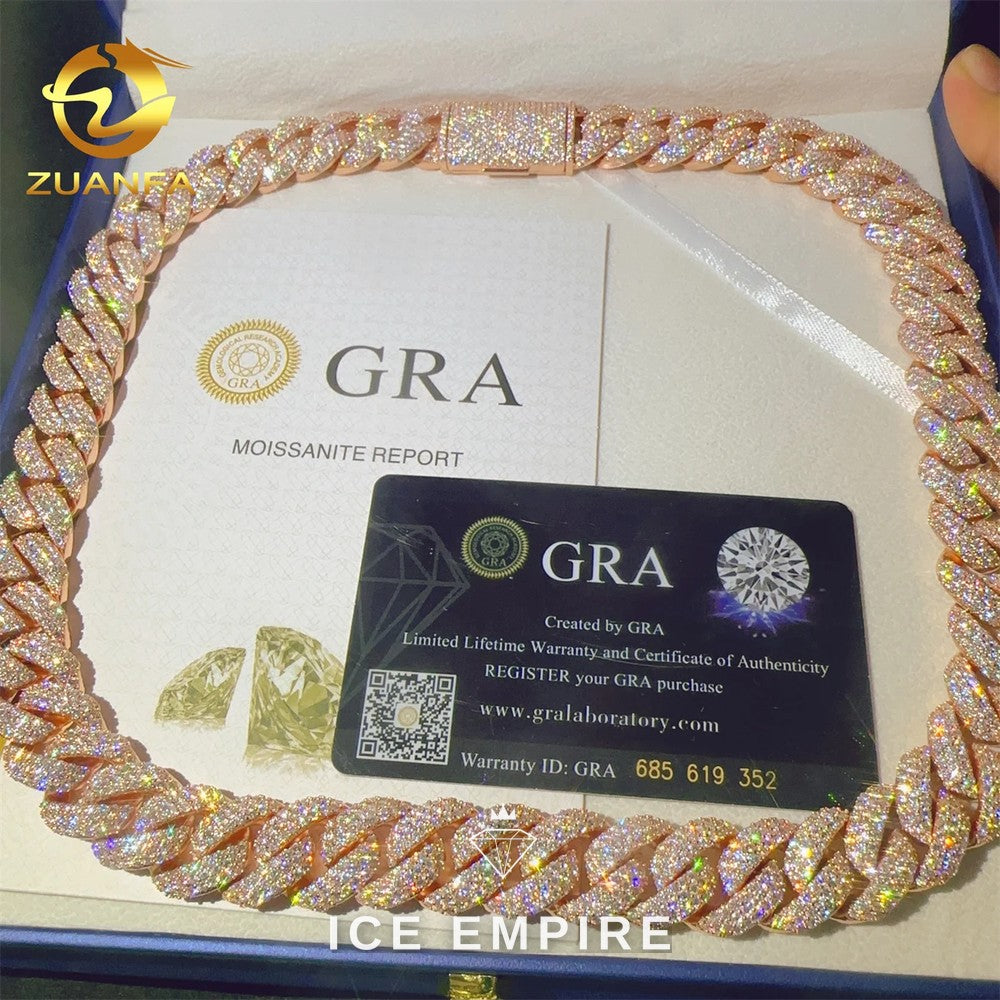 Iced Out Rose Gold Plated Moissanite Cuban Chain