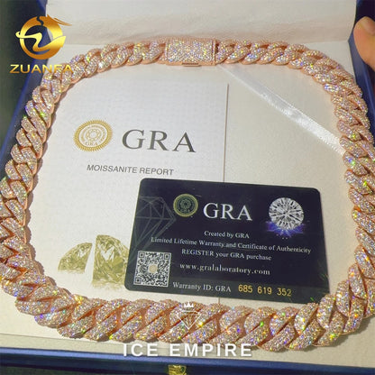 Iced Out Rose Gold Plated Moissanite Cuban Chain