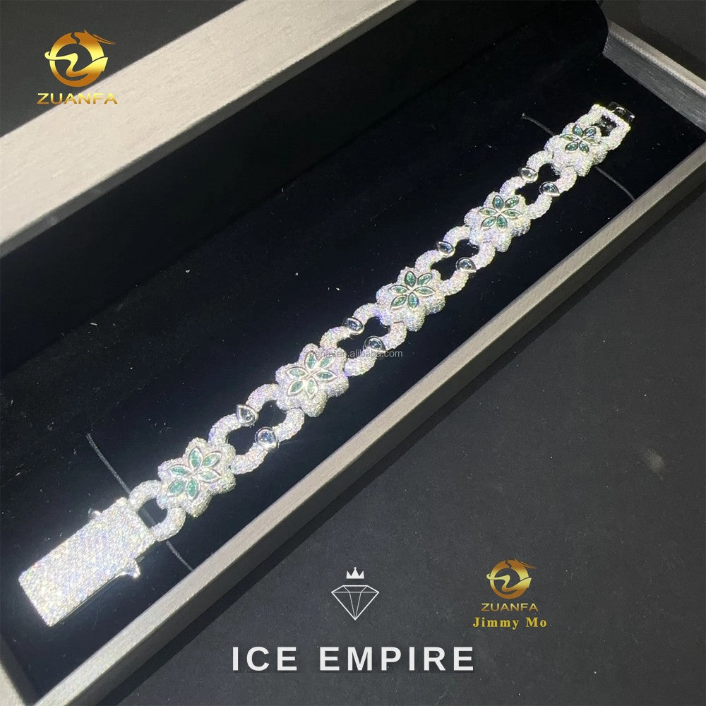 Iced Out 925 Silver Moissanite Cuban Chain