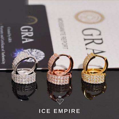 Iced Out 925 Silver Moissanite Hoop Earrings