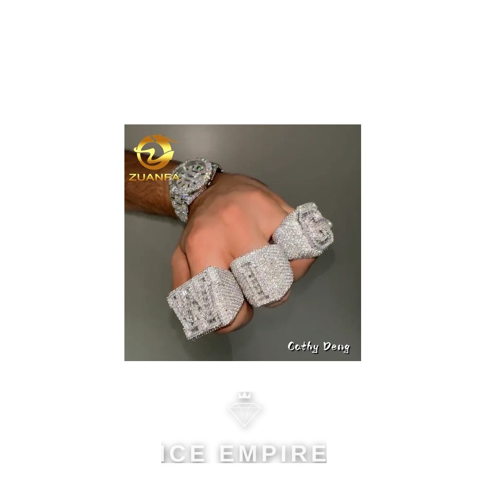Iced Out 925 Silver Moissanite Ring