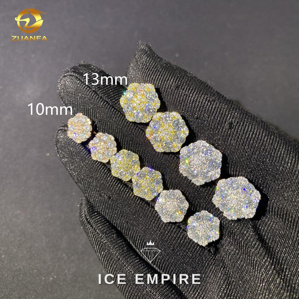 Iced Out 925 Silver Moissanite Stud Earrings