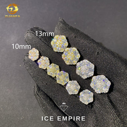 Iced Out 925 Silver Moissanite Stud Earrings