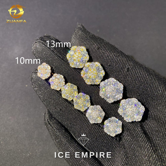 Iced Out 925 Silver Moissanite Stud Earrings