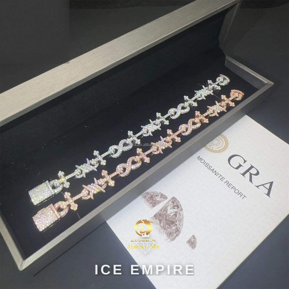 Iced Out Cross Rose Gold Plated Moissanite Cuban Chain