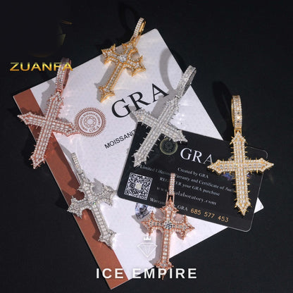 Iced Out Cross 925 Silver Pendant
