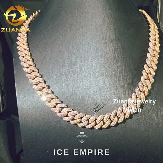 Iced Out Rose Gold Plated Moissanite Cuban Chain