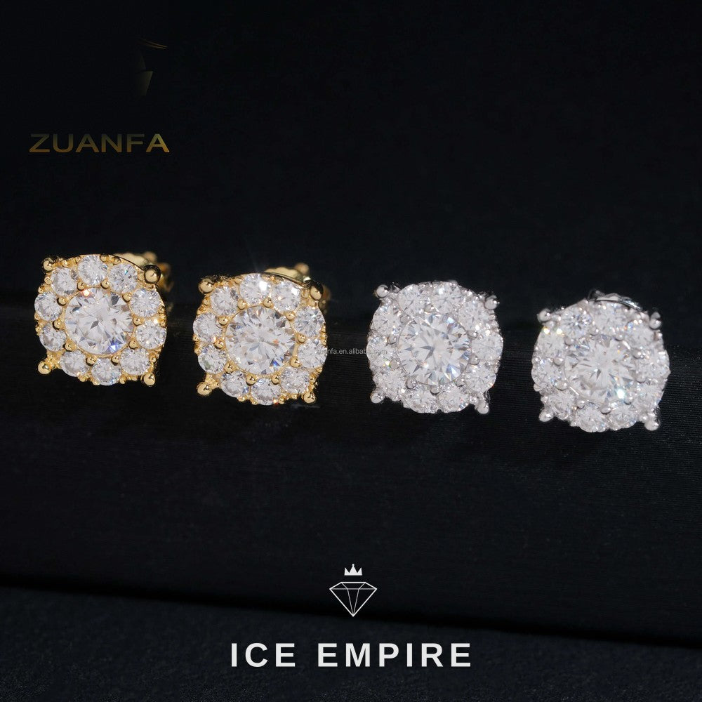 Iced Out 925 Silver Moissanite Stud Earrings