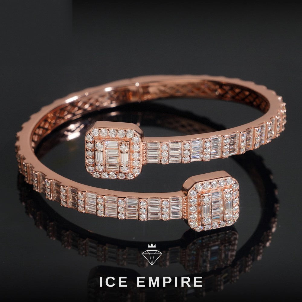 Iced Out Baguette Rose Gold Plated Moissanite Bracelet