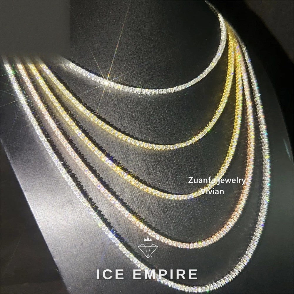 Iced Out Rose Gold Plated Moissanite Tennis Chain