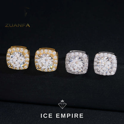 Iced Out Gold Plated Moissanite Stud Earrings