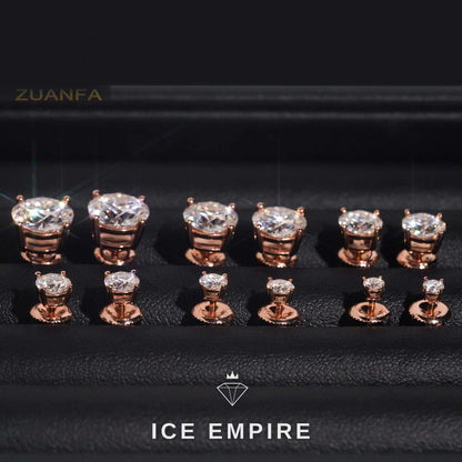 Iced Out 10K Gold Moissanite Stud Earrings