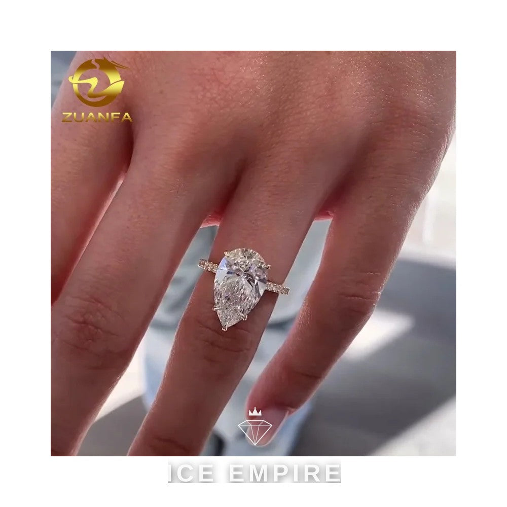 Iced Out 10K Gold Moissanite Engagement Ring