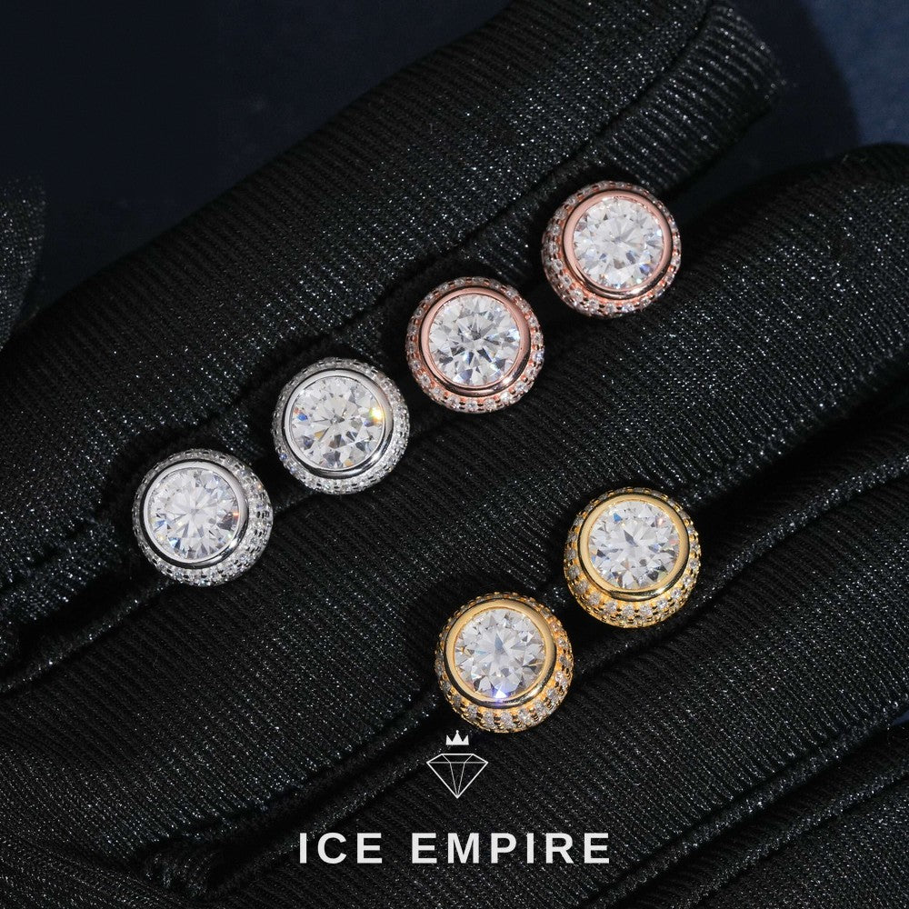 Iced Out 18K Gold Moissanite Stud Earrings