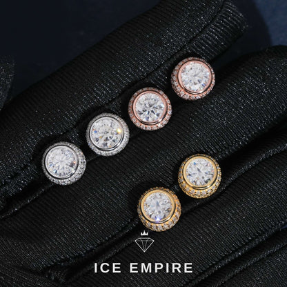 Iced Out 18K Gold Moissanite Stud Earrings