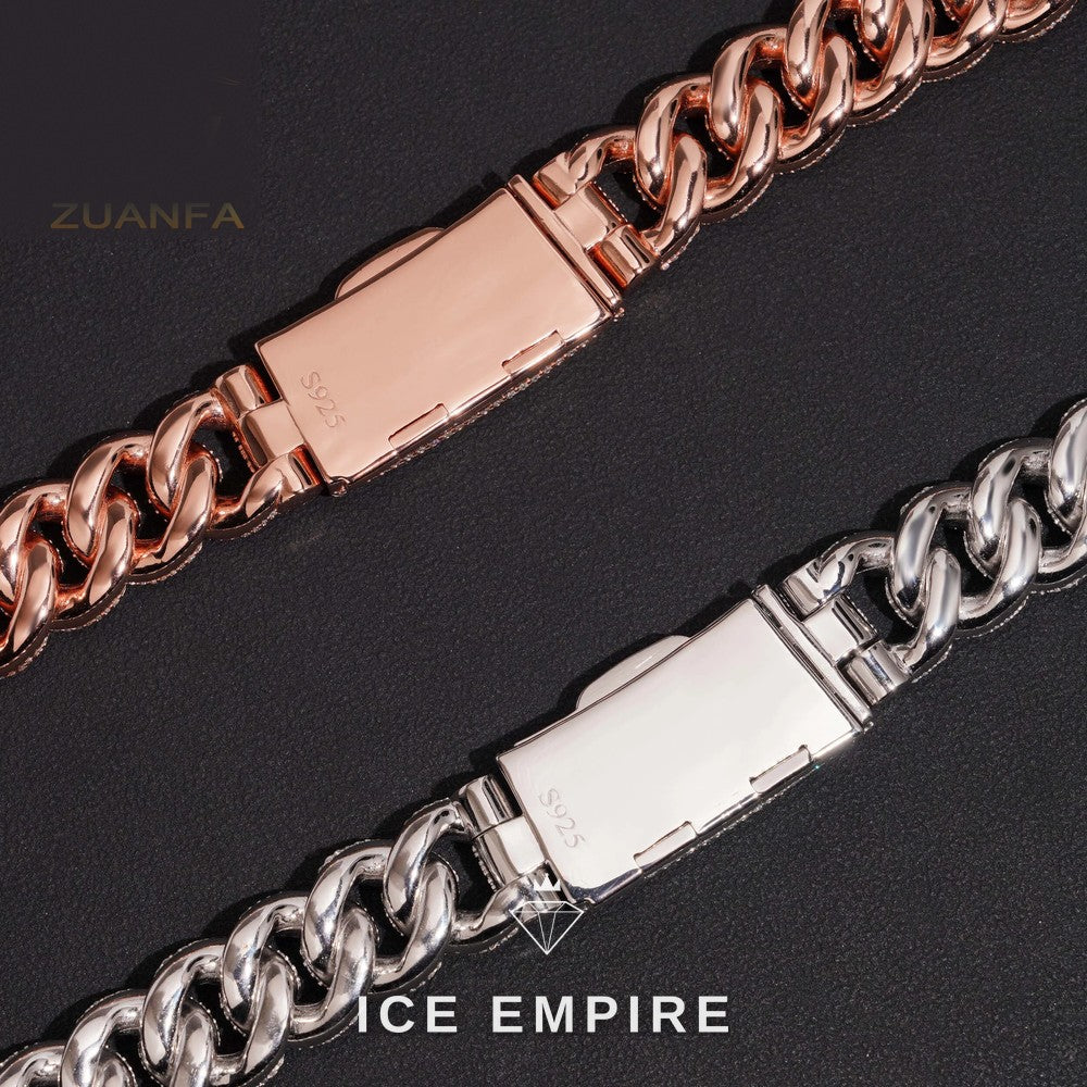 Iced Out Rose Gold Moissanite Cuban Chain
