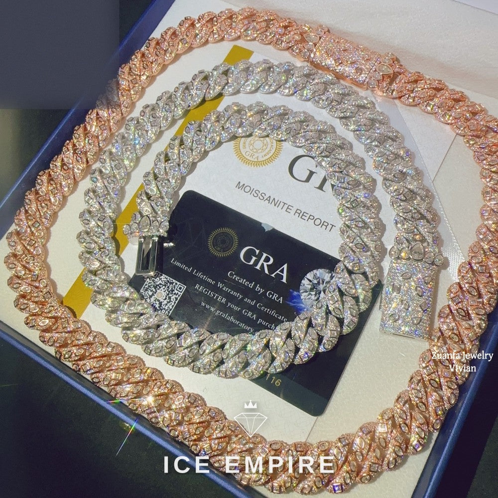 Iced Out Rose Gold Plated Moissanite Cuban Chain
