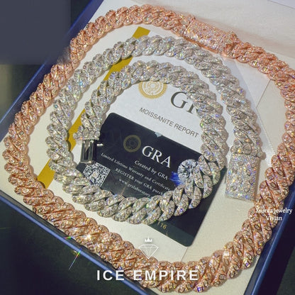 Iced Out Rose Gold Plated Moissanite Cuban Chain