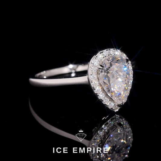 Iced Out Cluster 18K Gold Moissanite Wedding Band