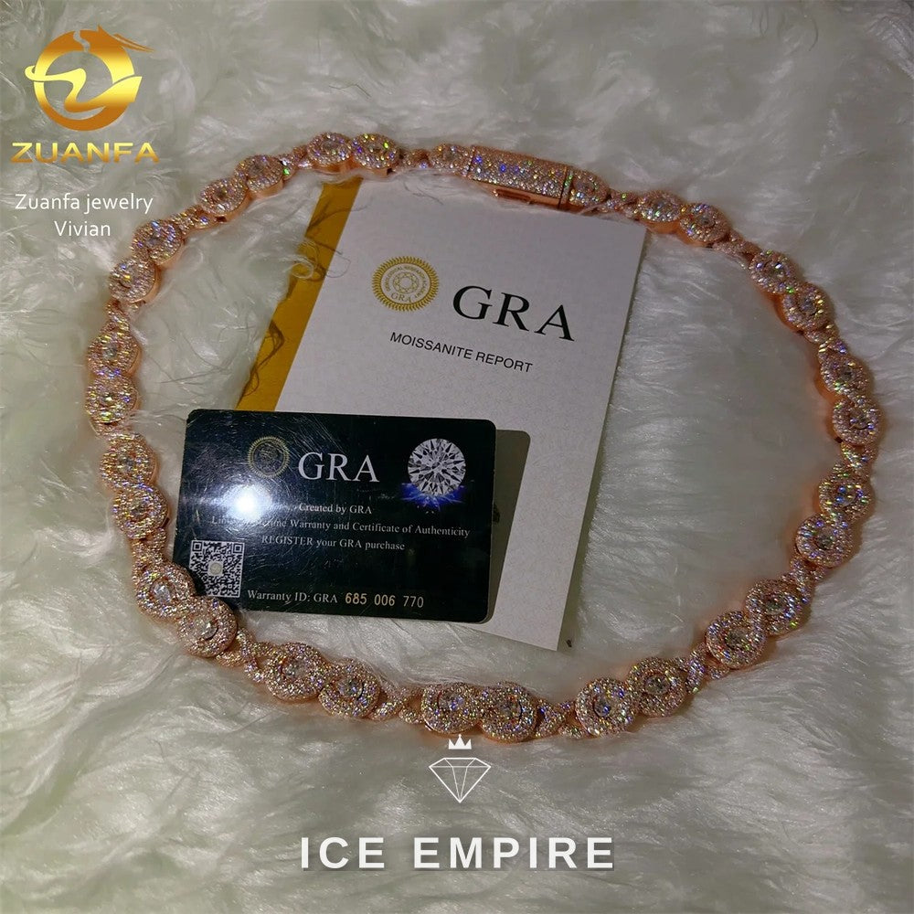 Iced Out Rose Gold Plated Moissanite Cuban Chain