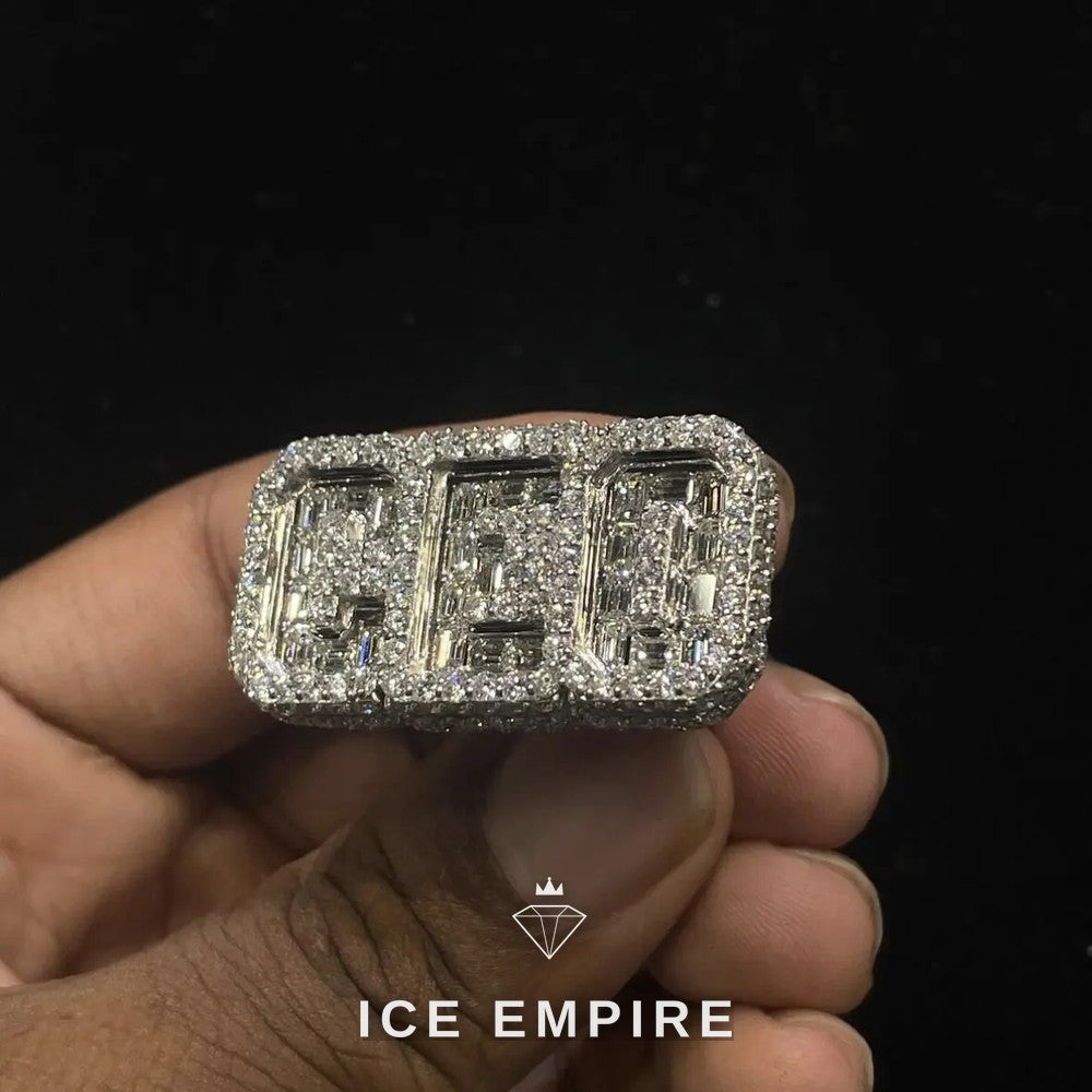 Iced Out Baguette 925 Silver Moissanite Ring
