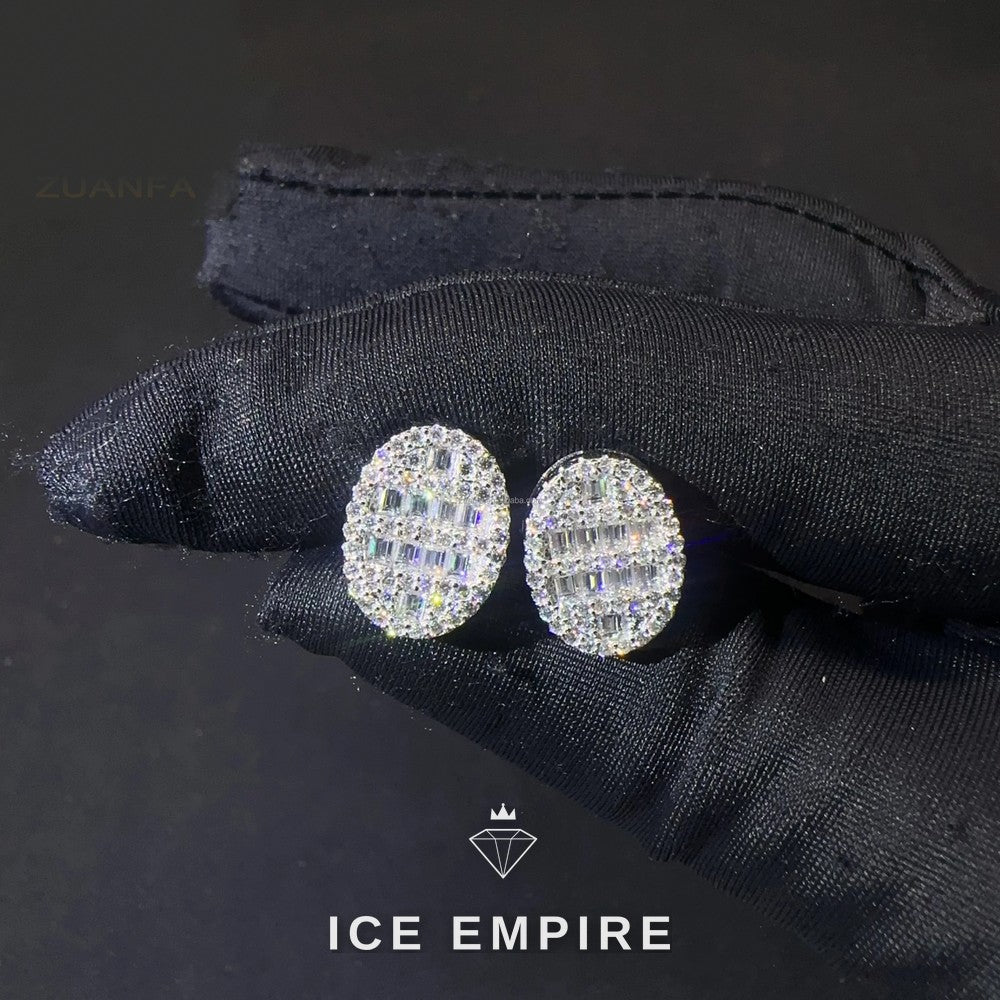 Iced Out 925 Silver Moissanite Stud Earrings