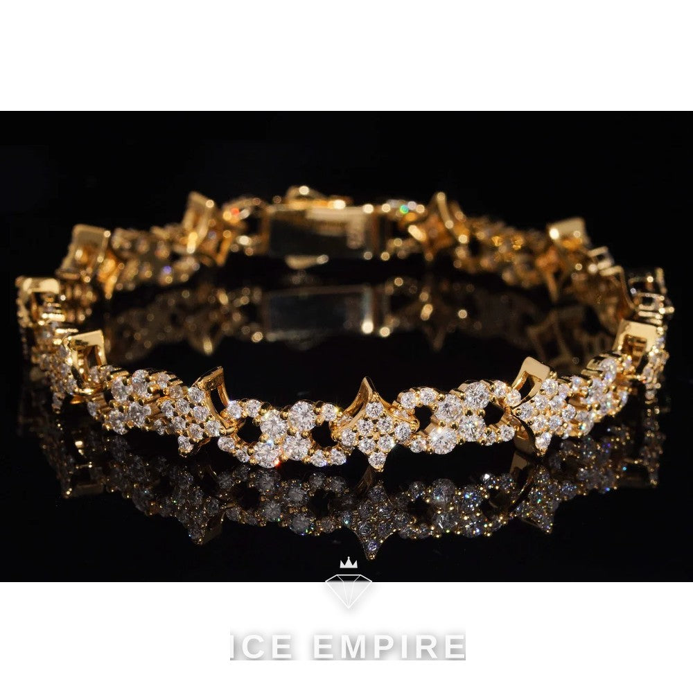 Iced Out Cluster Rose Gold Plated Moissanite Tennis Chain