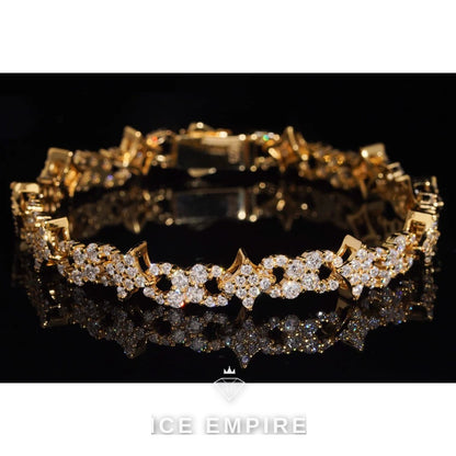 Iced Out Cluster Rose Gold Plated Moissanite Tennis Chain