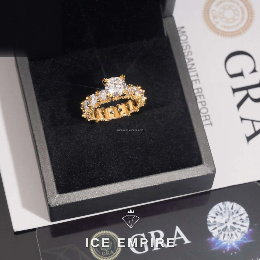 Iced Out Rose Gold Plated Moissanite Wedding Band