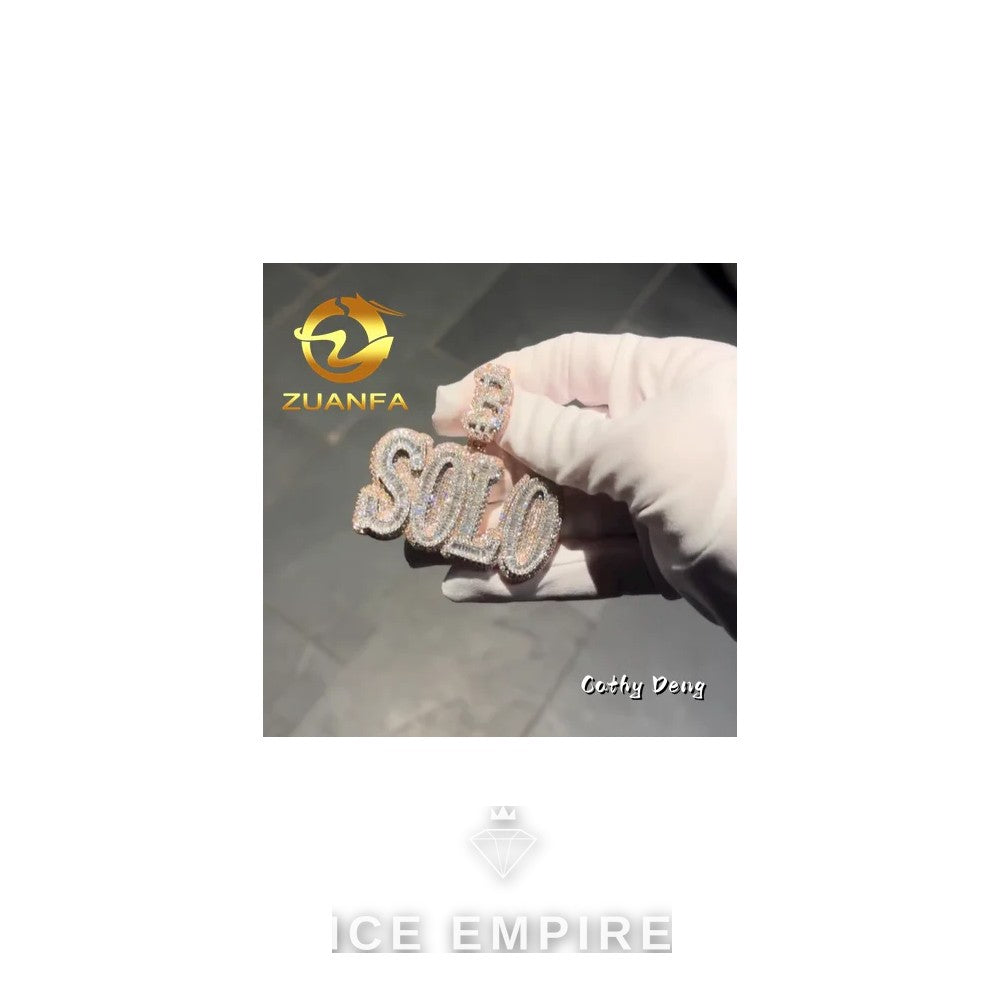 Iced Out Baguette Rose Gold Plated Moissanite Pendant