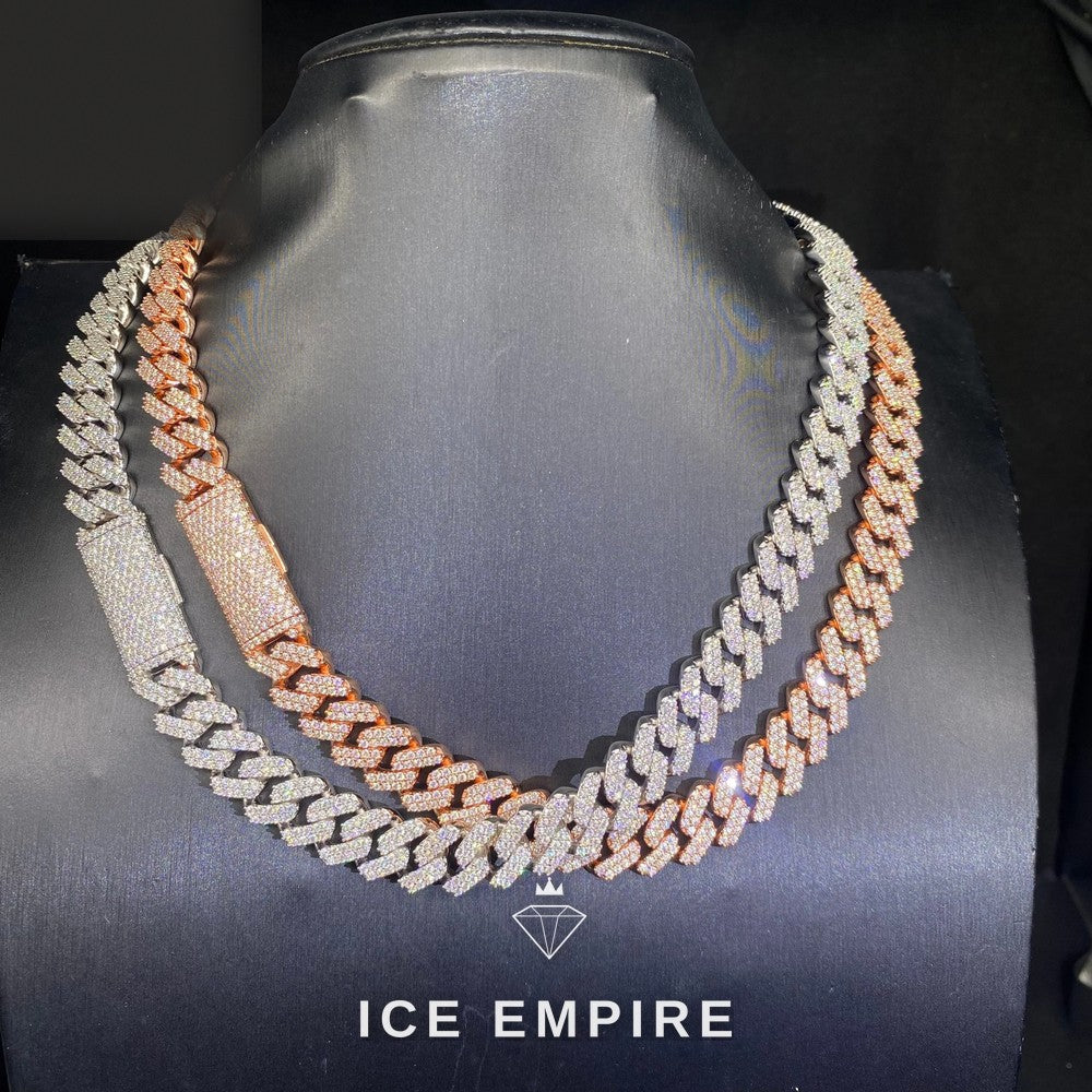 Iced Out Rose Gold Moissanite Cuban Chain