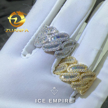 Iced Out Baguette 925 Silver Moissanite Cuban Chain