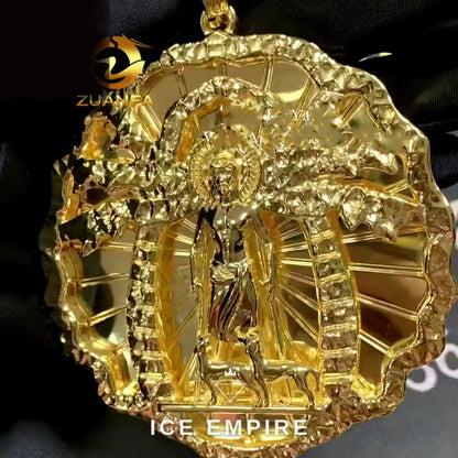 Iced Out Cross Rose Gold Plated Moissanite Pendant