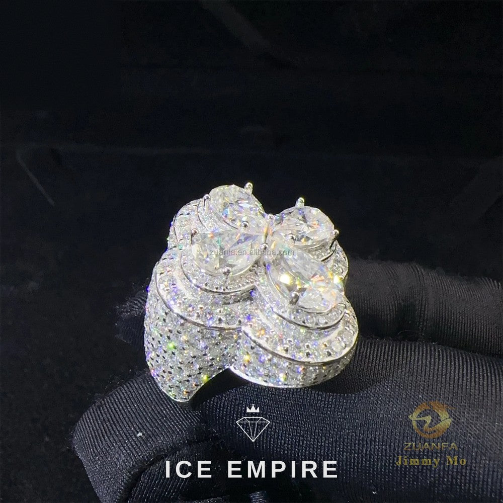 Iced Out Cross 925 Silver Moissanite Ring