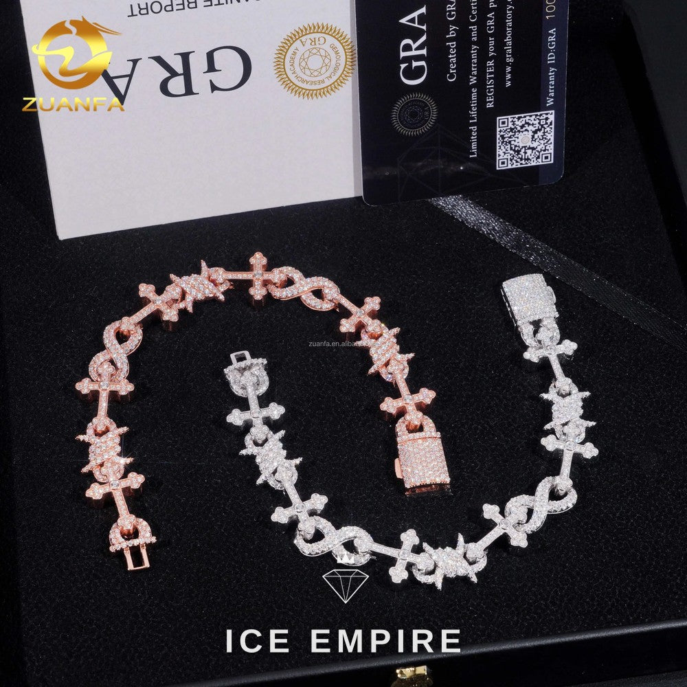 Iced Out Cross 925 Silver Moissanite Cuban Chain