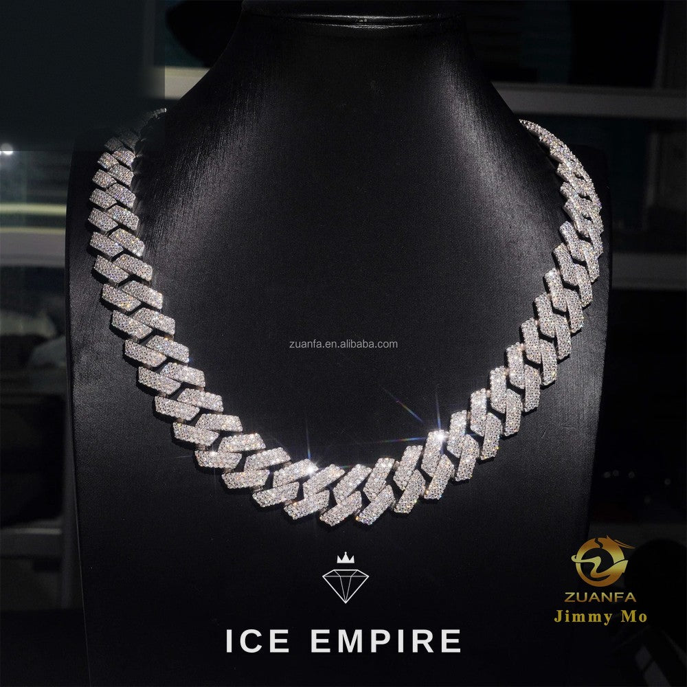 Iced Out 925 Silver Moissanite Cuban Chain