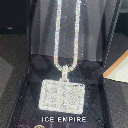 Iced Out Baguette 925 Silver Pendant