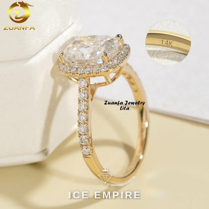Iced Out 14K Gold Moissanite Engagement Ring